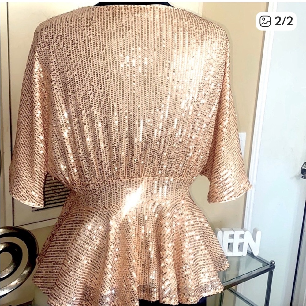 Grace Karin Sparkling Sequin Blouse - Light Pink size M - Picture 2 of 3